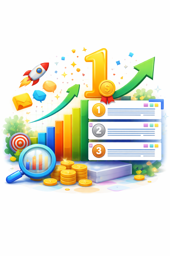 Organic search ranking success illustration